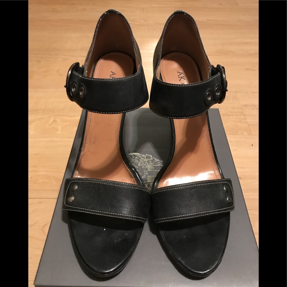AK Klein Black Ankle Strap Toe Heel